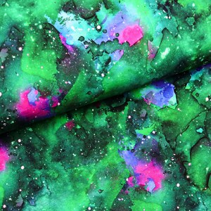 Summer sweat fabric French Terry watercolor brush splash watercolor green from 0.5 m 20.00 m image 1