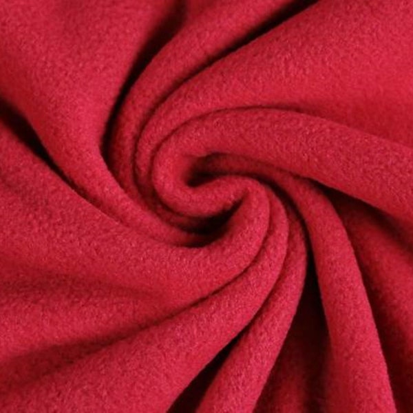 Tissu polaire pour bonnet en micropolaire Sportfleece, agréablement doux, couleurs unies en rouge à partir de 0,5 m (10,00/mètre)