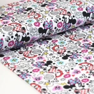 Baumwolljersey Stoff Disney Mickey Mouse Emotions Lizenzstoff ab 0,5m (20,00/m)