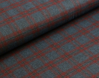 Tissu pour manteau / veste Marlon Wool Vintage Glencheck Scottish Check Bleu Rouge Noir à 0,5 m (18,98/mètre)