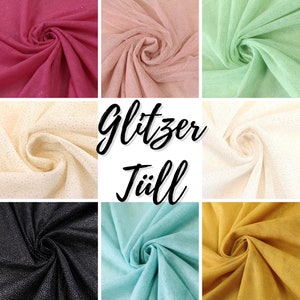 Tessuto tulle glitter scintillante, in diversi colori da 0,5 m (5,00/metro)