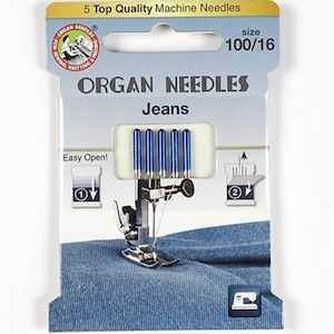 Organ Jeans 100/16 Flat Shank Sewing Machine Needles