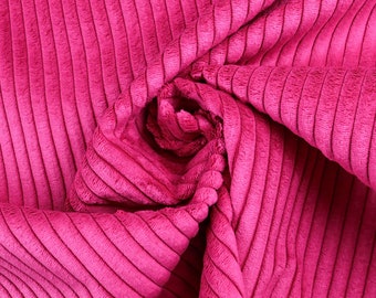 Tissu de décoration et d'ameublement en velours côtelé rose à partir de 0,5 m (18,00/mètre)