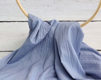 Cotton crinkle fabric in smoke blue from 0.5 m (9.00/meter)