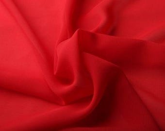 Chiffon fabric plain in RED sold by the meter, softly falling (5.29/meter)