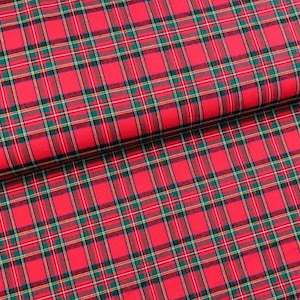 Tela de cuadros de camisa, tacto franela, cuadros pequeños, rojo, verde oscuro, desde 0,5 m (13,00/metro)
