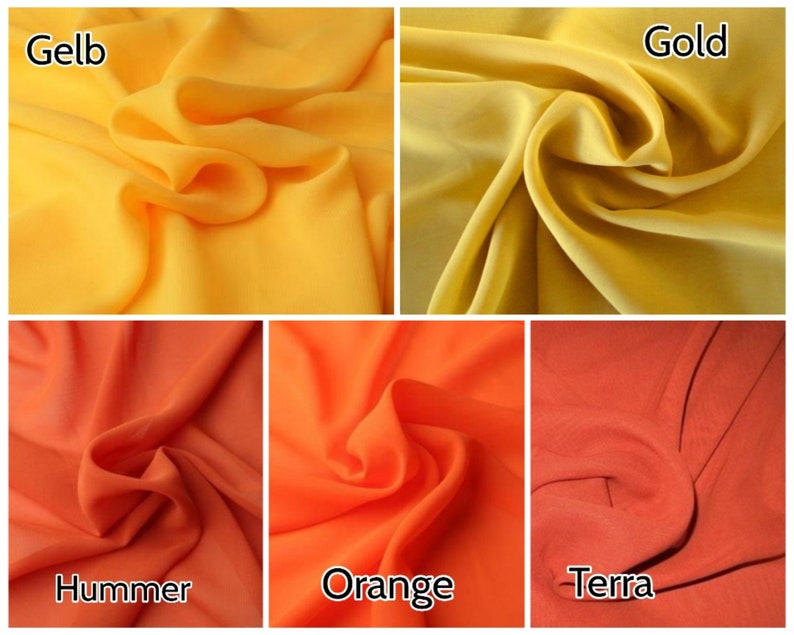 Plain chiffon fabrics sold by the meter, softly falling, transparent, translucent in 40 different colors 5.29/meter image 3