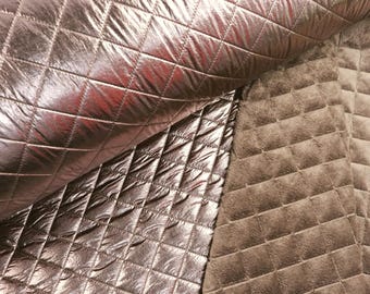 Stepper wattiert / Jacken Steppstoff mit kuscheliger Innenseite Disco Rauten Bronze metallic ab 0,5m (26,00/m)