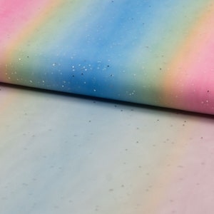 Tulle fabric rainbow tulle with silver glitter multicolour perfect for candy cones from 0.5 m (13.00/meter)