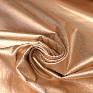 French Terry Stoff Sommersweat foliert Goldregen in Rosegold ab 0,5m (24,00/m)