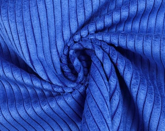 Cord velvet decoration and upholstery fabric in bright blue from 0.5 m (18.00/meter)