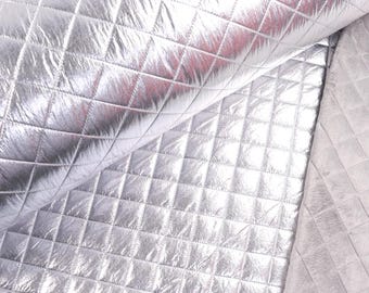 Stepper wattiert / Jacken Steppstoff mit kuscheliger Innenseite Disco Rauten Silber metallic ab 0,5m (26,00/m)