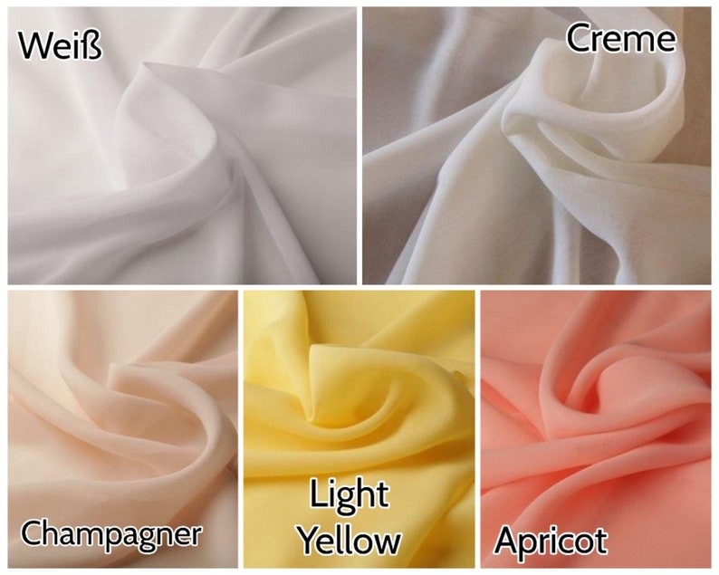 Plain chiffon fabrics sold by the meter, softly falling, transparent, translucent in 40 different colors 5.29/meter image 2