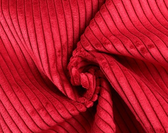 Cord velvet decoration and upholstery fabric in red from 0.5 m (18.00/meter)