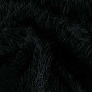 Shaggy Fabric Plush Fur Longhair Faux Fur in Black from 0.5 m (20.00/meter)