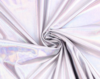 Foil jersey fabric stretch film in silver hologram from 0.5 m (16.00/meter)