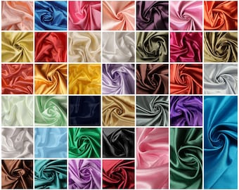 Satin fabrics uni silky, shiny sold by the meter in 38 different colors (3.35/meter)