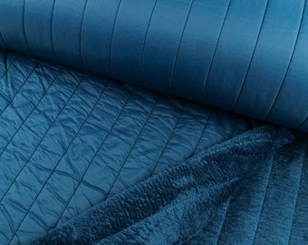 Quilted quilted / jacket quilted fabric lengthways with a cozy inside in petrol from 0.5 m (18.00/meter)