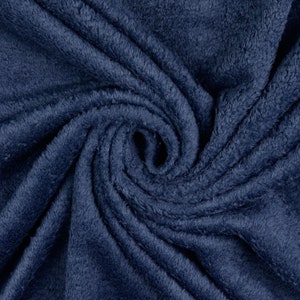 Tessuto in pile Wellness, morbido e soffice, tinta unita, colore blu navy, da 0,5 m (11,00/metro)