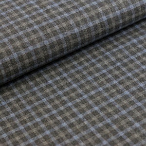 Coat fabric / jacket fabric Marlon Wool Vintage Glencheck Tartan Gray Blue from 0.5 m (18.98/meter)