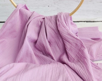 Cotton fabric crinkle wrinkled fabric in lilac light purple from 0.5 m (9.00/meter)