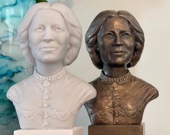 Clara Barton Bust: American Red Cross Founder, Cast Marble Statue