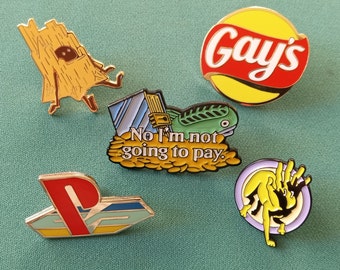 Clap-Clap Woo Enamel Pins! Gay's Chips, MtG, Cool S, and Warden of the Wood!
