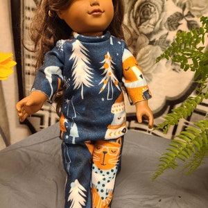 Set of flannel pajamas for doll, doll pajamas, doll clothes & accessories, gift for girls, american fashion doll clothes, 18&quot; doll clothes,