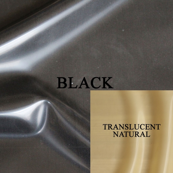 0.60mm Sheet Latex/Rubber by Continuous Metre, Qtr or Half Metre - 1m Width - Black & Translucent Natural UK SELLER
