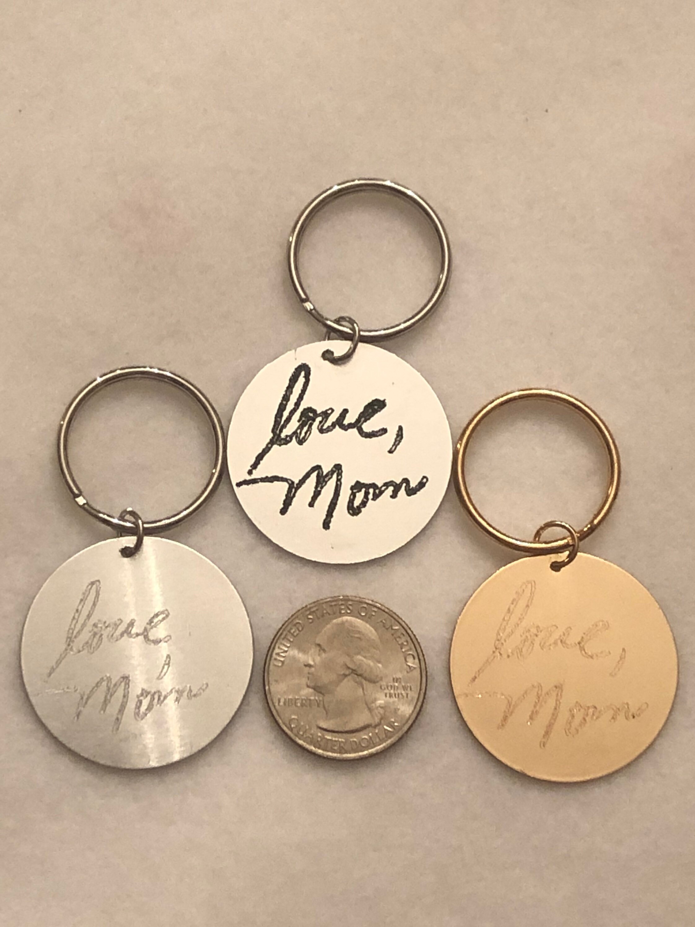 Real Handwriting Engraved Key Ring Etsy