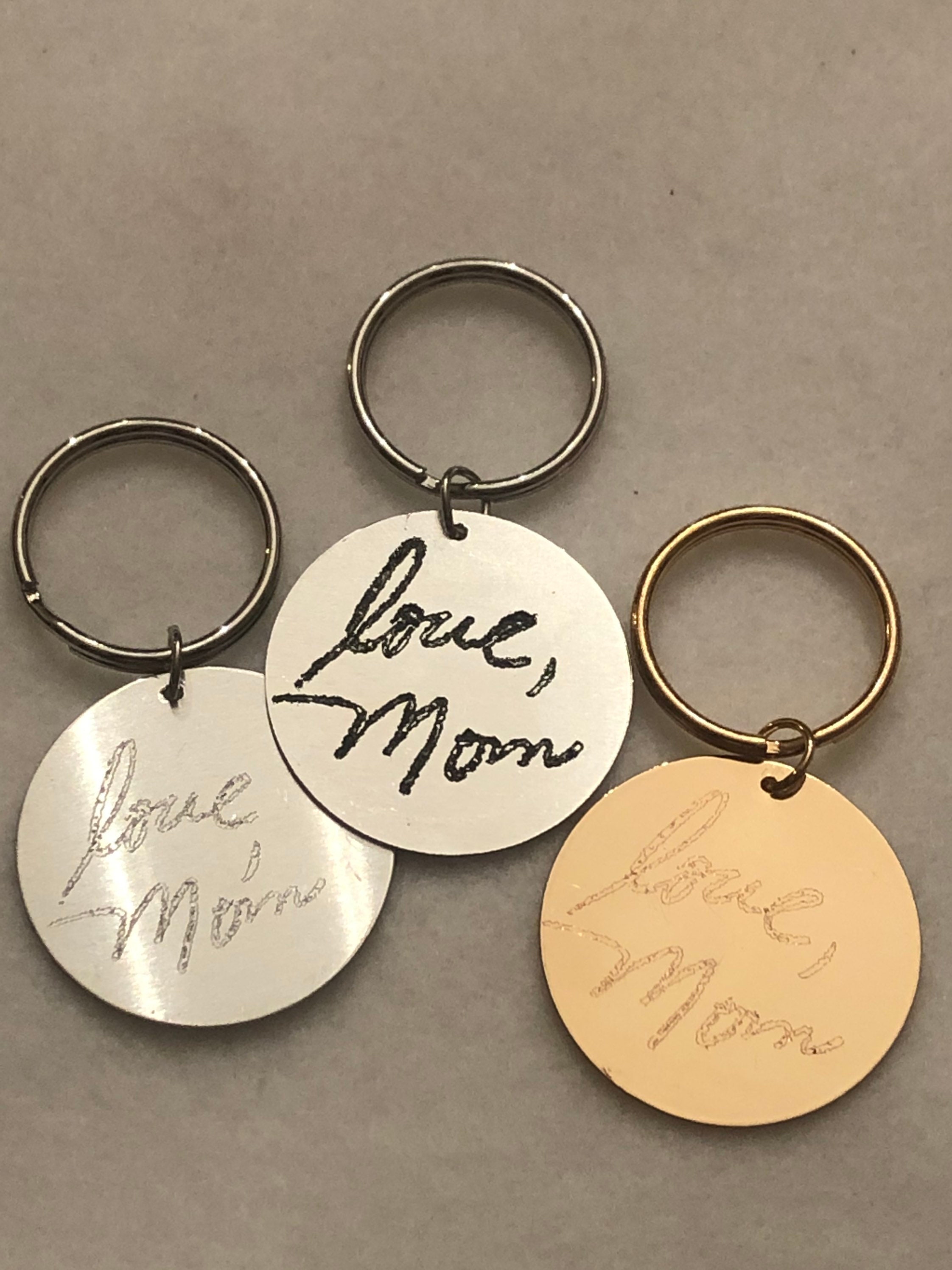 Real Handwriting Engraved Key Ring Etsy