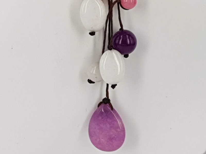 Collier Vintage En Pierres Naturelles : Améthyste, Jade Et Quartz - Occasion