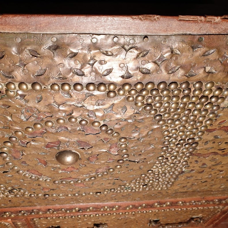 Rare Antique Omani African Zanzibar Chest Brassmounted Early 19th
