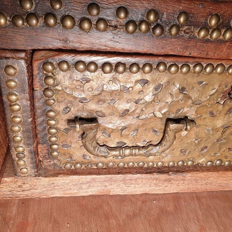 Rare Antique Omani African Zanzibar Chest Brassmounted Early 19th