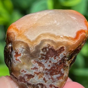 Lake Superior Agate Red White Blue Tubes Crystal Banding  1 oz
