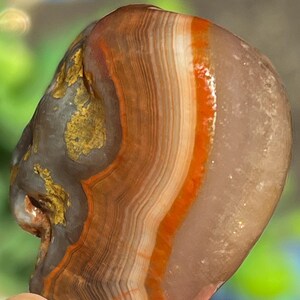 Lake Superior Agate Red White Blue Tubes Crystal Banding  1.1 oz