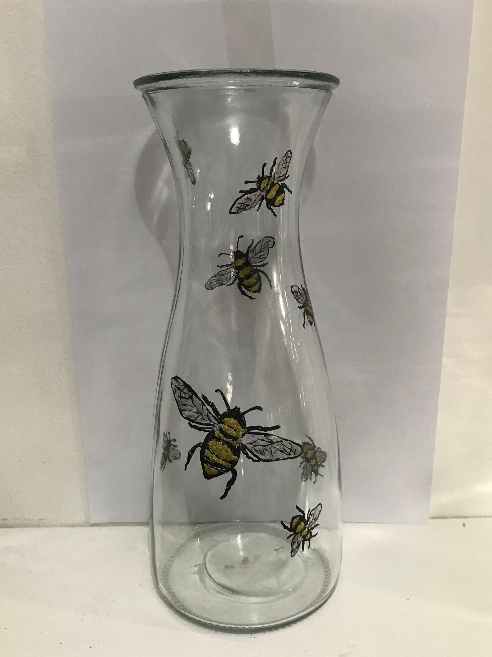 Bumble bees glass vase beautifully hand painted perfect gift Etsy