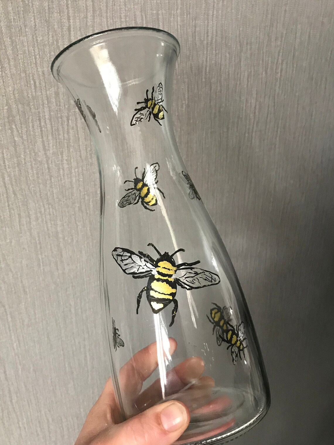 Bumble bees glass vase beautifully hand painted perfect gift Etsy