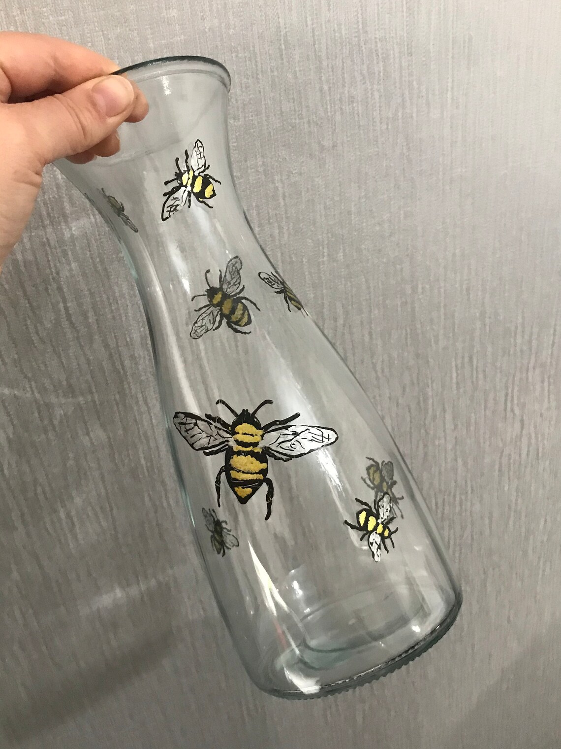 Bumble bees glass vase beautifully hand painted perfect gift Etsy
