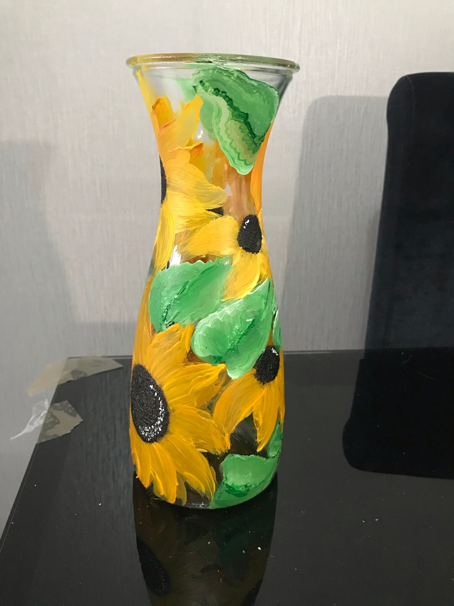 Beautifully hand painted sunflowers glass vase summer home Etsy