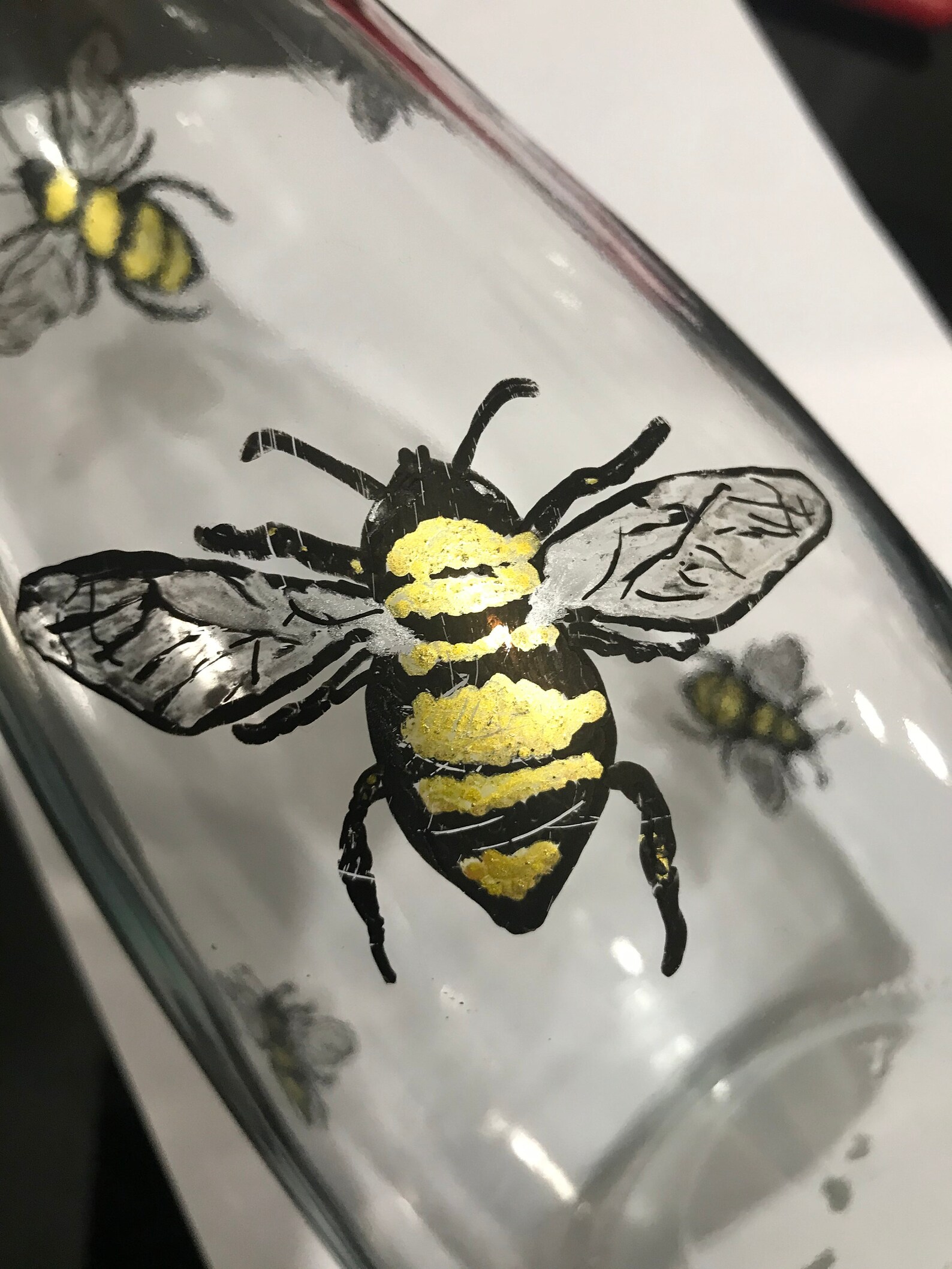 Bumble bees glass vase beautifully hand painted perfect gift Etsy