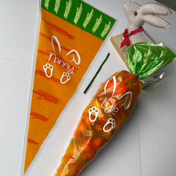 Personalised Easter sweet cone bag, bag & tie only, fill it yourself, Easter treat gift for kids, adults, Gift from the Easter Bunny
