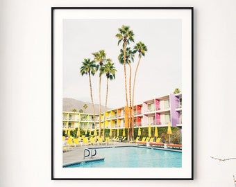 Palm Springs Print, Swimming Pool Photography, Vertical Wall Art, Mid Century Modern Decor, Saguaro Hotel, Black & White or Color Print