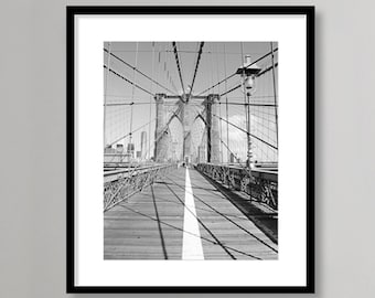 Brooklyn Bridge, New York Wall Art, Black and White Photography, NYC, Architecture Print