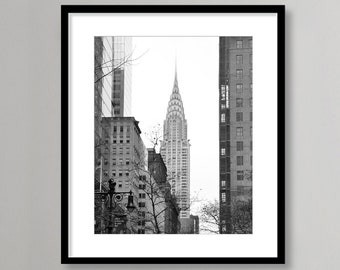 New York Print, Chrysler Building, Black and White Photography, NYC Architecture, New York City Wall Art