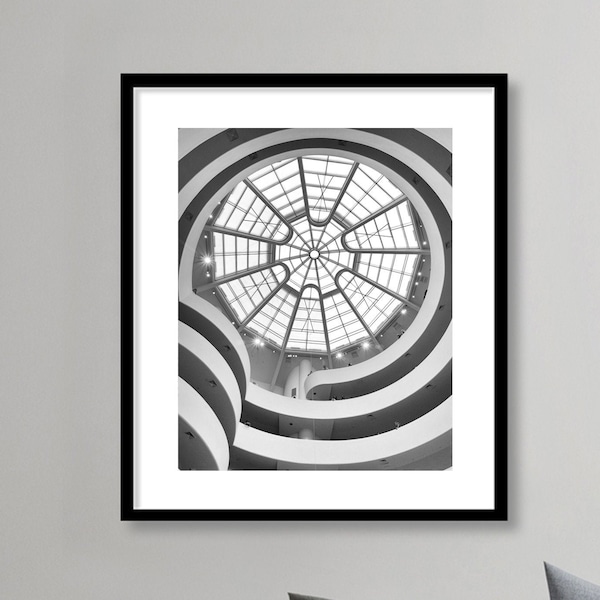 Guggenheim, New York Photography, Black and White, Abstract Wall Art, NYC Print, Architecture