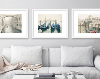 Venice Set of 3 Prints, Italy Wall Art Set, Travel Decor, Europe Photography, Black and White, or Color Prints