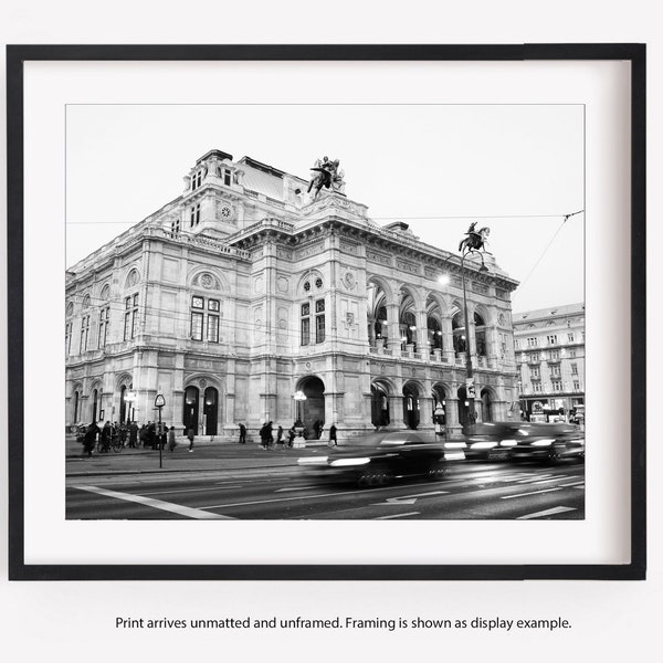 Vienna Opera House Black and White Photography Print, Travel Decor, Vienna Austria Wall Art, Europe Architecture