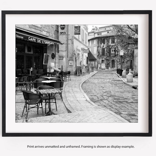 French Cafe Print, Provence France, Black and White Photography, French Country Decor, Travel Wall Art, Fine Art Print