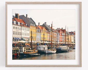 Copenhagen Print, Nyhavn Colorful Houses Boats and Waterfront, Copenhagen Denmark Photography, Travel Decor Wall Art